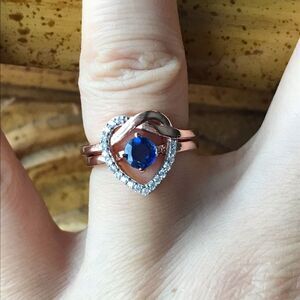 Natural Kyanite Moissanite Sterling Silver Ring Size 5.75